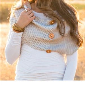 Crochet Button Infinity Scarf in color white. New without tags.